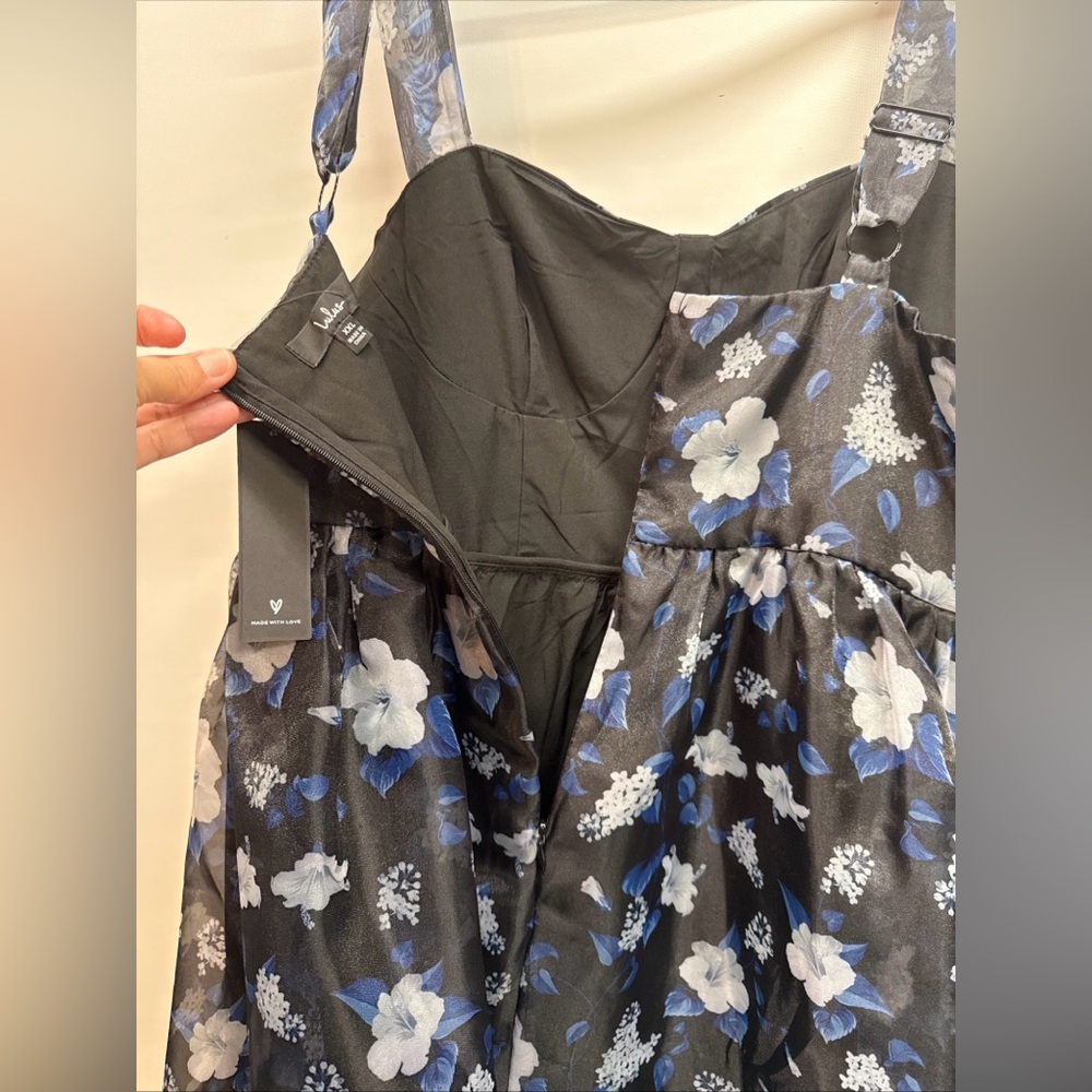 NWT Lulus Delightful Look Black Floral Print Bustier Midi Skater Dress Sz‎ XXL - Picture 11 of 16
